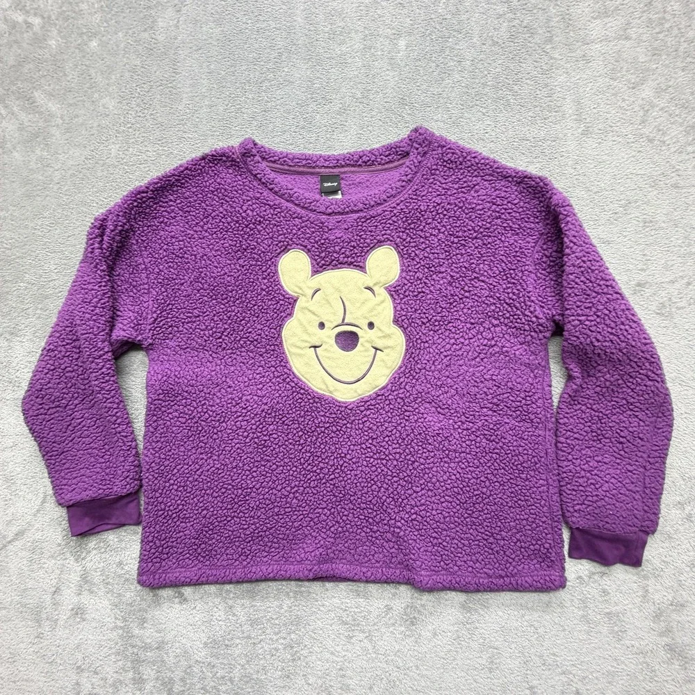 Disney‎ Pajama Top Unisex Kids L Purple Fleece Faux Fur Winnie The Pooh
